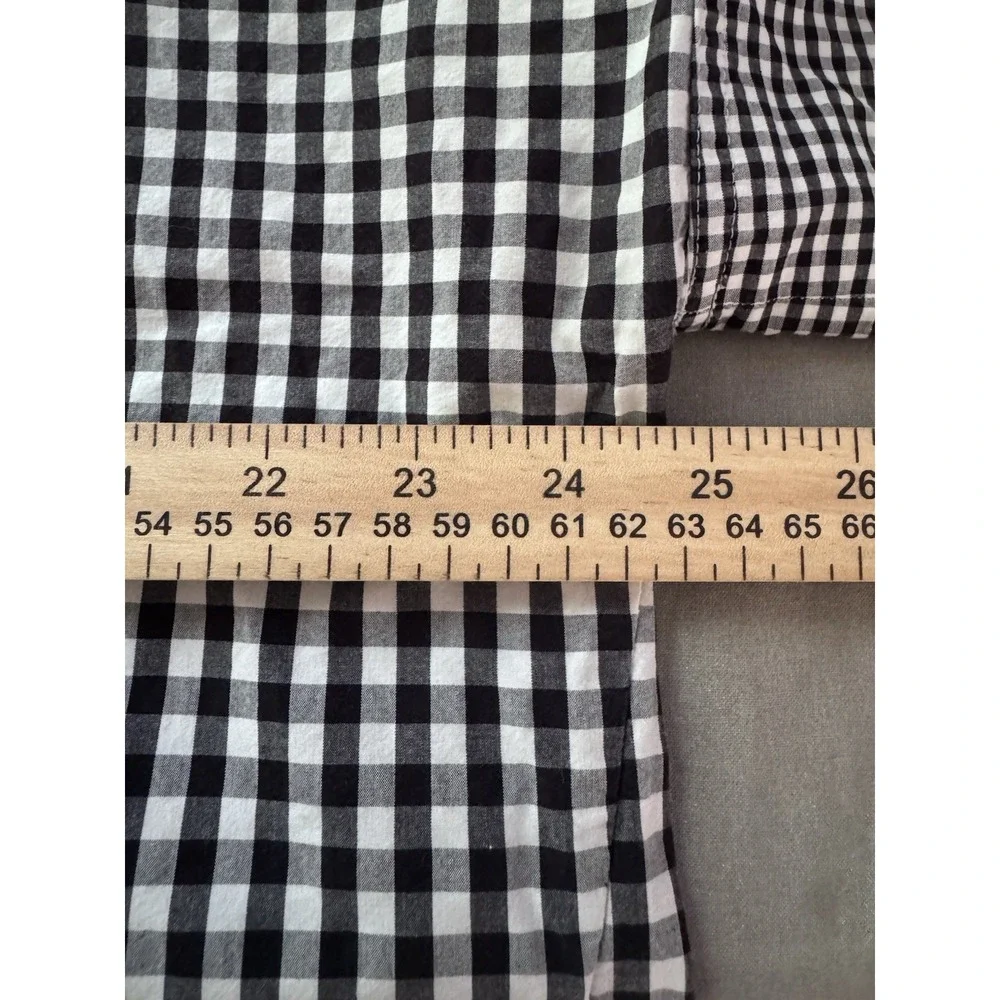 Madewell Gingham Ruffle Sleeve Shirt Black White Cotton Sz M Cottagecore - Picture 8 of 9